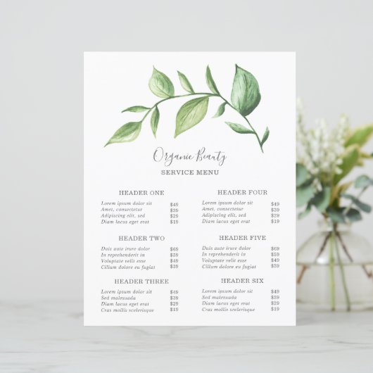 Papier Simple Verdure Moderne Élégant Rustique Tarifs (Debout devant)