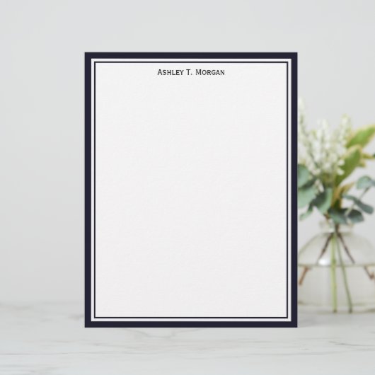 Papier Simplicité Dk Blue / Blanc en-tête personnalisée (Debout devant)