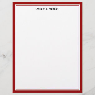 Papier Simplicité En-tête Personnalisé Rouge Profond Blan