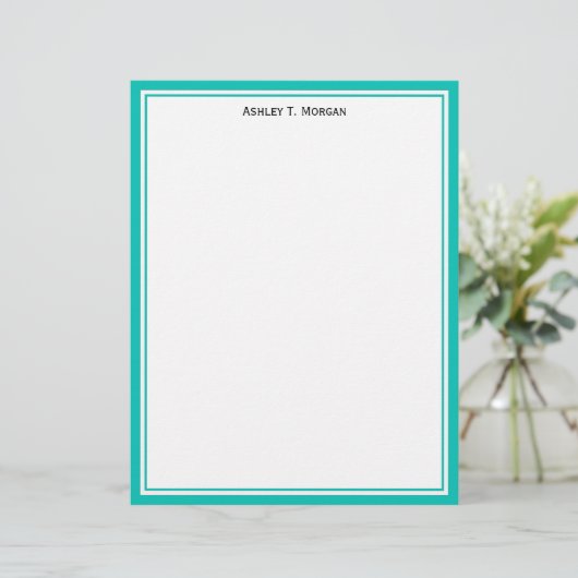 Papier Simplicité Turquoise blanc en-tête personnalisé (Debout devant)
