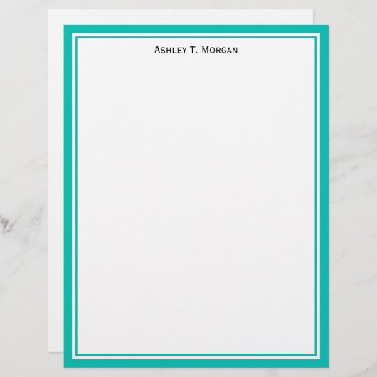 Papier Simplicité Turquoise blanc en-tête personnalisé (Devant / Derrière)