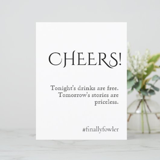 Papier Simply Classic Mariage Open Bar Sign (Debout devant)
