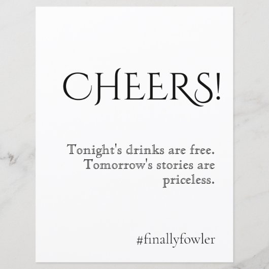 Papier Simply Classic Mariage Open Bar Sign (Devant)