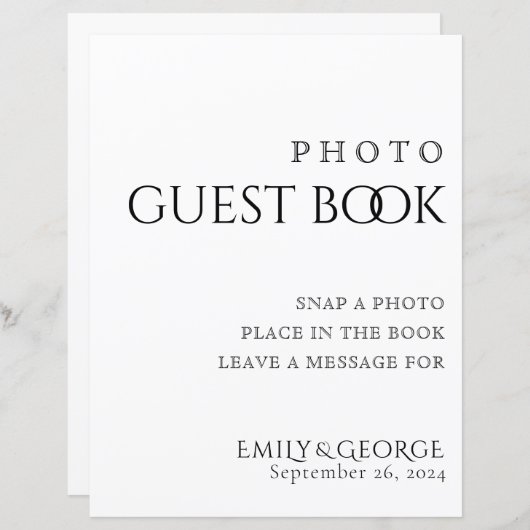 Papier Simply Classic Photo Guest Book Mariage (Devant / Derrière)