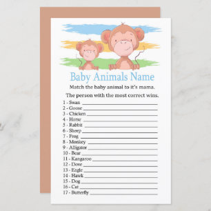 Papier Singe Bébé Animaux Nom Jeu