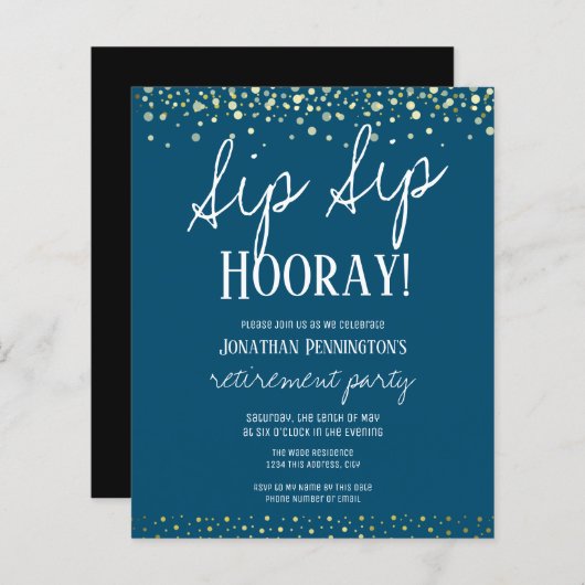 Papier Sip Sip Hooray Elegant Gold Retirement Party (Devant / Derrière)