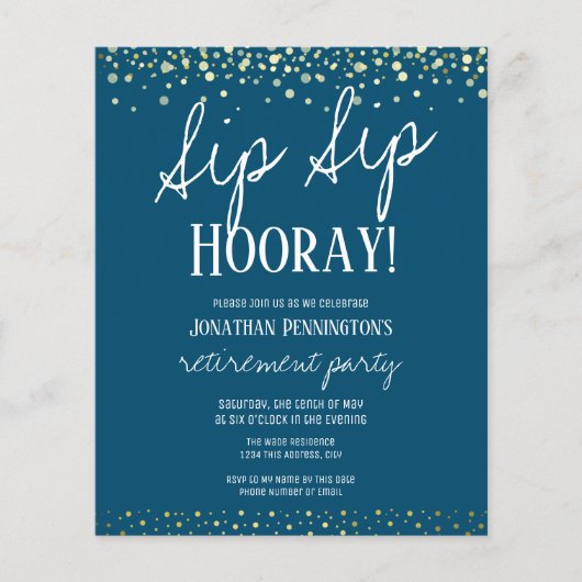 Papier Sip Sip Hooray Elegant Gold Retirement Party (Devant)