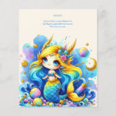 Papier Sirène 1er Anniversaire ou MODIFIER ÂGE Turquoise (Dos)