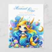 Papier Sirène 1er Anniversaire ou MODIFIER ÂGE Turquoise (Devant)