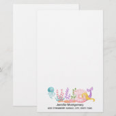 Papier Sirène et méduse sous l'aquarelle marine (Devant / Derrière)