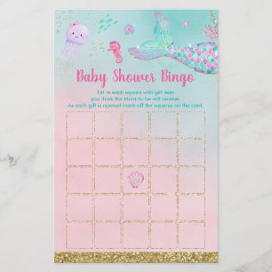 Papier Sirène Sous Le Bingo Du Baby shower De Mer