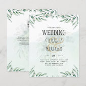 Papier Site des invitations de mariage vertes RSVP QR COD (Devant / Derrière)