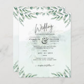 Papier Site des invitations de mariage vertes RSVP QR COD (Devant / Derrière)