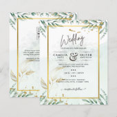 Papier Site des invitations de mariage vertes RSVP QR COD (Devant / Derrière)