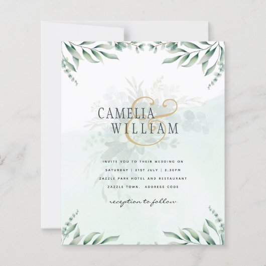 Papier Site des invitations de mariage vertes RSVP QR COD (Devant)