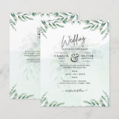 Papier Site des invitations de mariage vertes RSVP QR COD (Devant / Derrière)