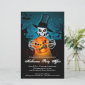 Papier Skeleton Wicked Affair Budget Halloween Invitation (Debout devant)