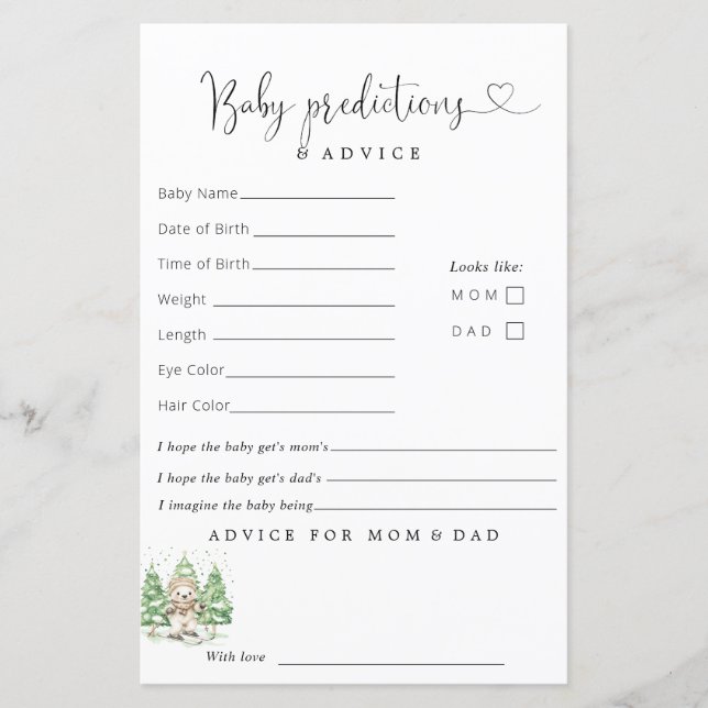 Papier Ski dans la parentalité Prédictions hivernales Con (Devant)