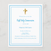 Papier Sky blue boy Première communion sainte invitation (Devant)