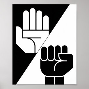 Papier Slaat Steen – Minimalistische zwart-wit kun Poster
