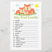 Papier Sleepy fox Baby word scramble jeu (Devant)