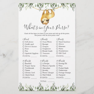 Papier Sloth Animals Baby shower Ce qui est dans votre sa