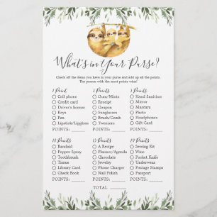 Papier Sloth Animals Baby shower Ce qui est dans votre sa