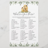 Papier Sloth Animals Baby shower Ce qui est dans votre sa (Devant)