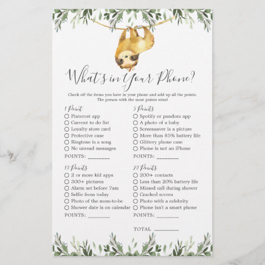 Papier Sloth Animals Baby shower Ce qui est dans votre té (Devant)