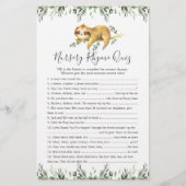 Papier Sloth Animaux Baby shower Nursery Rhyme Jeu (Devant)