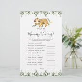 Papier Sloth Animaux Baby shower Qu'est-ce que maman port (Debout devant)