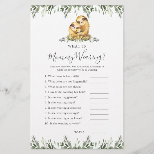 Papier Sloth Animaux Baby shower Qu'est-ce que maman port (Devant)