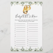 Papier Sloth Baby shower ABC's Race Game (Devant)