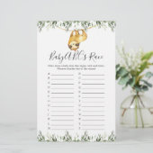 Papier Sloth Baby shower ABC's Race Game (Debout devant)