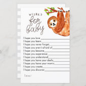 Papier Sloth baby shower des souhaits de jeu pour bébé (Devant / Derrière)