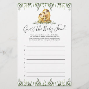 Papier Sloth Baby shower Devine La Nourriture Pour Bébé