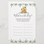 Papier Sloth Baby shower Devinez ce qu'il y a dans le jeu (Devant / Derrière)