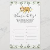 Papier Sloth Baby shower Devinez ce qu'il y a dans le jeu (Devant)