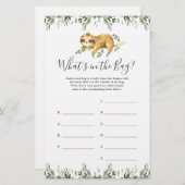 Papier Sloth Baby shower Devinez ce qu'il y a dans le jeu (Devant / Derrière)