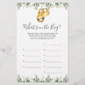 Papier Sloth Baby shower Devinez ce qu'il y a dans le jeu (Devant)