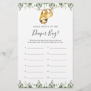 Papier Sloth Baby shower Devinez ce qu'il y a dans le sac