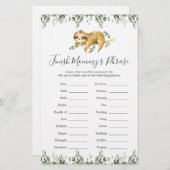 Papier Sloth Baby shower Finish Mommy's Phrase Game (Devant / Derrière)