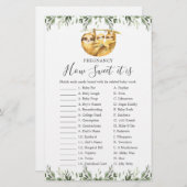 Papier Sloth Baby shower Grossesse Comme Il Est Doux Jeu (Devant / Derrière)