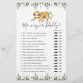 Papier Sloth Baby shower maman ou papa jeu (Devant)