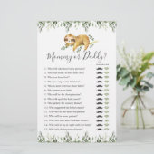 Papier Sloth Baby shower maman ou papa jeu (Debout devant)
