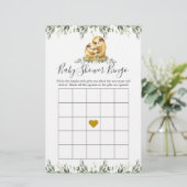 Papier Sloth Family Baby shower Jeu de Bingo (Debout devant)