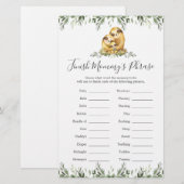 Papier Sloth Family Baby shower Terminer la phrase de mam (Devant / Derrière)