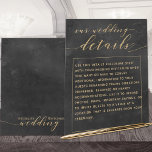 Papier Smoky Black Gold Elegant Wedding Détails Détails d<br><div class="desc">Un élégant et sophistiqué noir et or faire-part de mariage Détails de la fiche de l'enceinte pour informer les clients des informations supplémentaires non couvertes sur votre invitation. Il s'agit d'une feuille de papier mince avec une reproduction de couleurs impressionnante et facilite l'ajout à votre enveloppe invitation lorsque vous incluez...</div>
