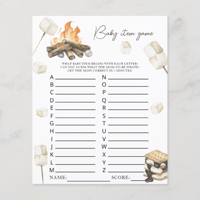 Papier S'more bonfire baby shower Baby Item Jeu (Devant)