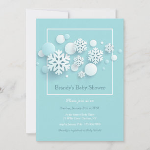 Papier Sneeuwvlokken Baby shower Blue Invitation Kaart